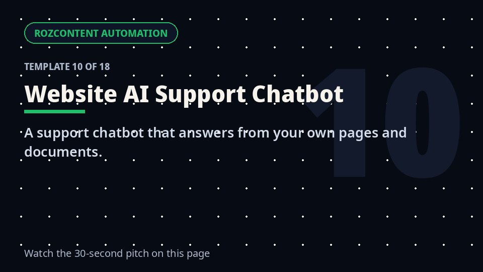 Website AI Support Chatbot (RAG) — ready-made automation
